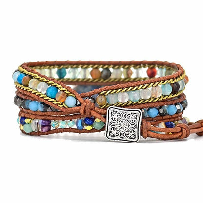 Blaue Hand der Fatima Türkis Wickelarmband | Boho