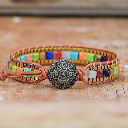 Kaiser Stein Chakra Armband | Quadratische Kupfer Kette