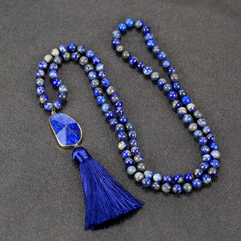 Khalee Samo 2021 Natural Stone Pendant Necklace lapis lazuli 8mm Beads Necklace Energy Necklaces wholesale