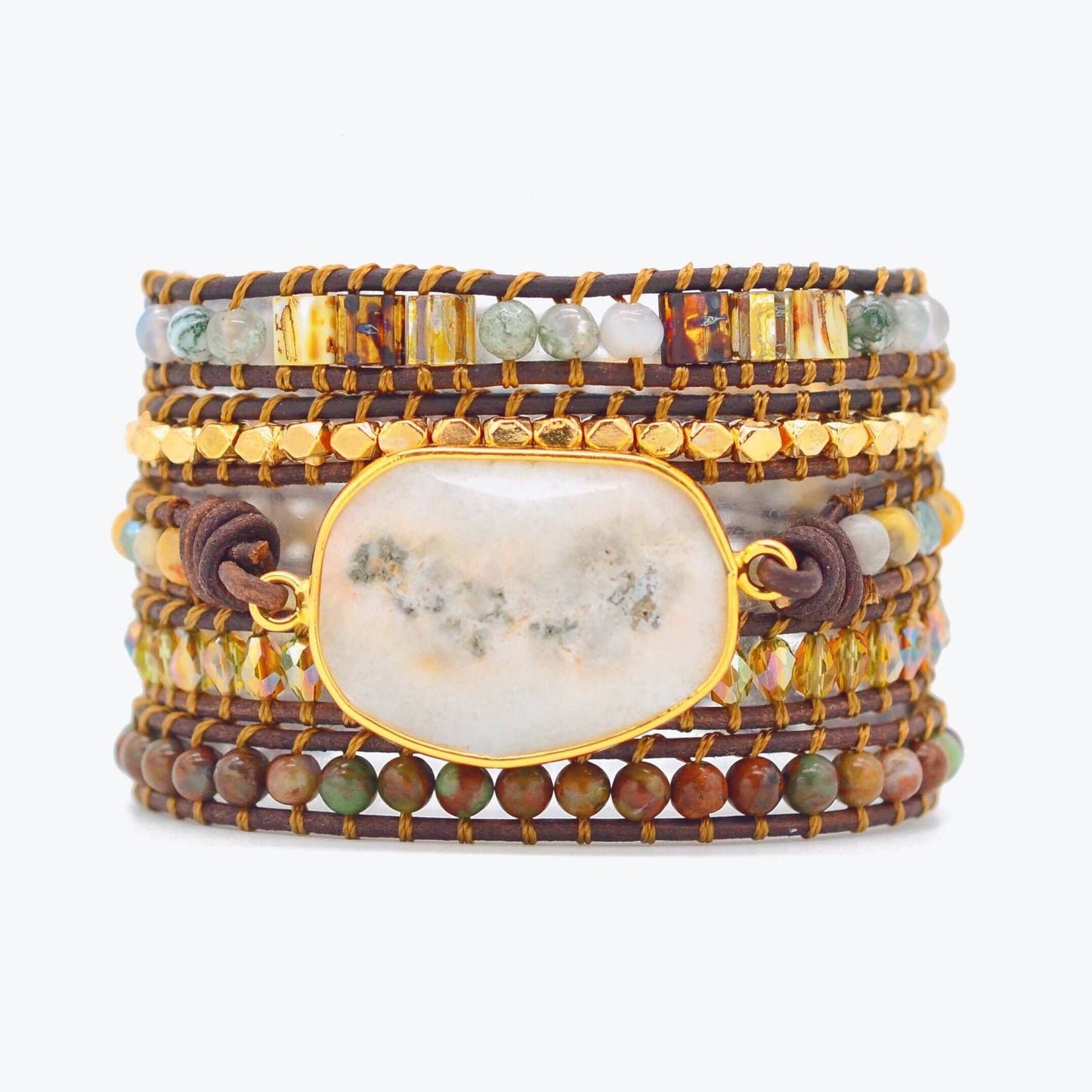 Khalee Samo Achat-Mondschein Wickelarmband | Boho | 100% Handgemacht