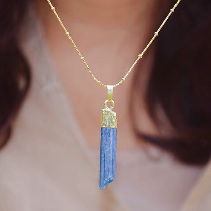 Khalee Samo Blue Stone Necklace Bohemia Pendant Necklace For Women Natural Stone Pendant Necklace