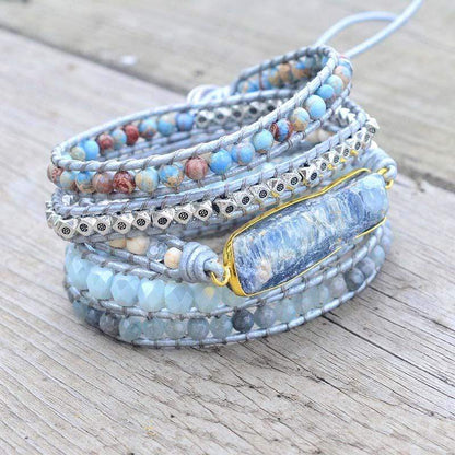 Khalee Samo Heilendes blaues Topas Wickelarmband | Boho | 100% Handgemacht