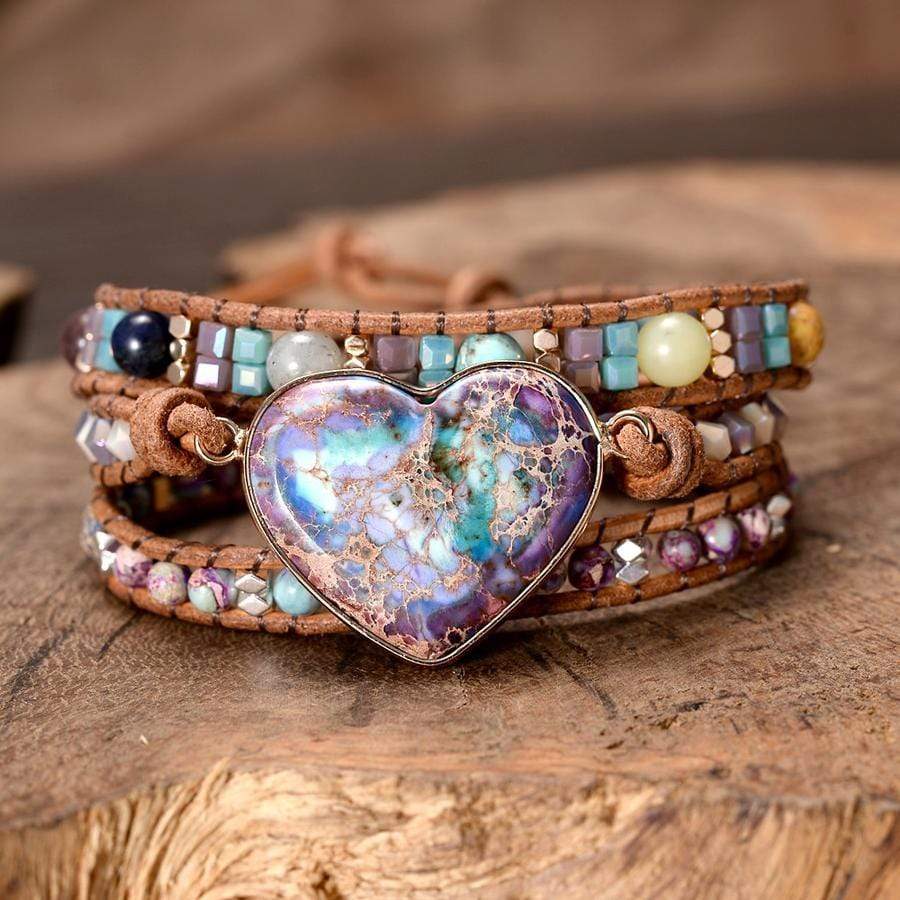 Healing Jasper Heart Wrap Bracelet | Boho | 100% handmade