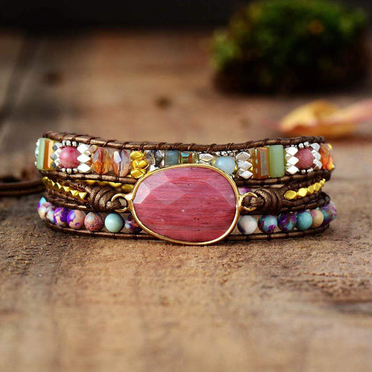 Khalee Samo Heilendes Rhodochrosit Wickelarmband | Boho | 100% Handgemacht