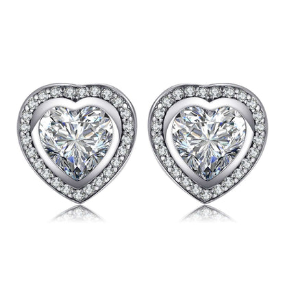 Heart Cubic Zirconia Earrings - 925 Sterling Silver