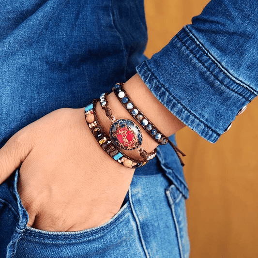 Khalee Samo Kaiserlicher Jaspis Wickelarmband | BOHO | 100% Handgemacht