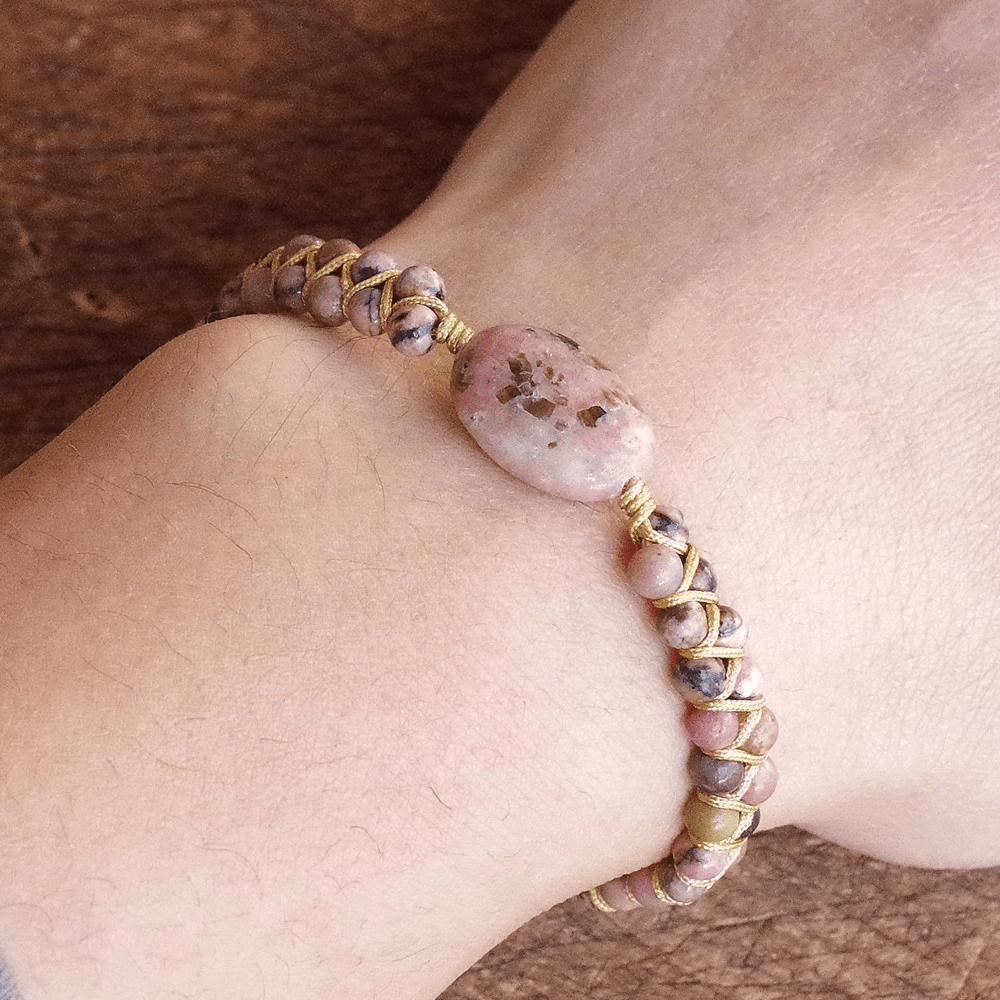 Khalee Samo 18cm Kopie von Herz Armband aus roten Jaspissteinen | Boho | 100% Hangemacht