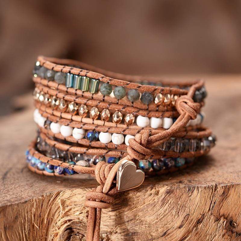 Khalee Samo Labradorit Herz Wickelarmband | Boho | 100% Handgemacht