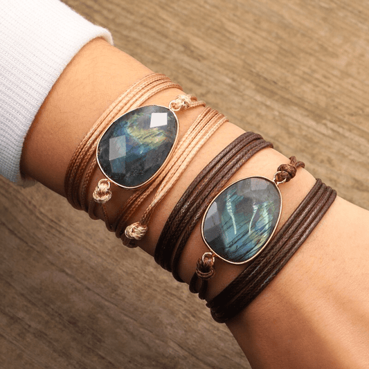 Khalee Samo Labradorit Seil-Wickelarmband | Boho | 100% Handgemacht