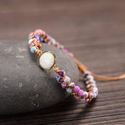 Khalee Samo Natural Stone Wrap Bracelets Femme Bohemian Amethysts Opal String Braided Yoga Friendship Charm Bracelets Jewelry Accessories