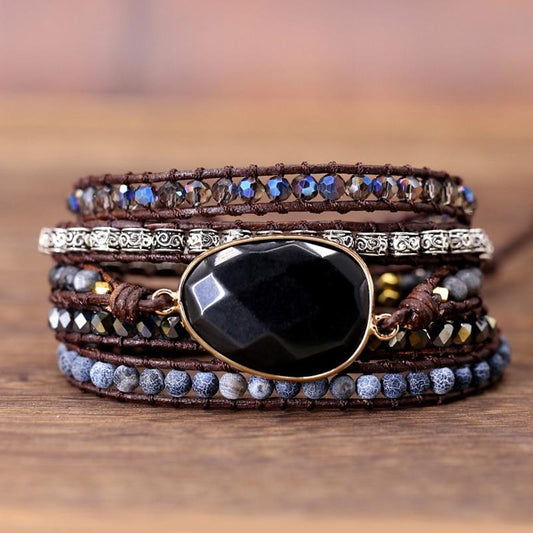 Khalee Samo Power Onyx Wickelarmband | Boho | 100% Handgemacht