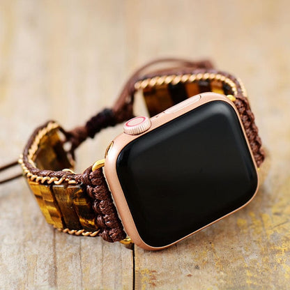 Khalee Samo Tigerauge Apple Watch Wickelarmband | Boho | 100% Handgemacht