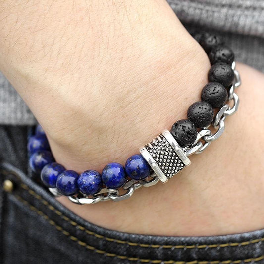 Lapis Lazuli Chain Bracelet "The Profound One" | Boho | Elegant | Men's